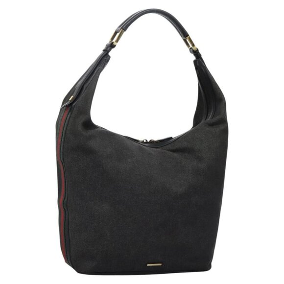 GUCCI Web Sherry Line Shoulder Bag Denim Black Red Green - Picture 1 of 16